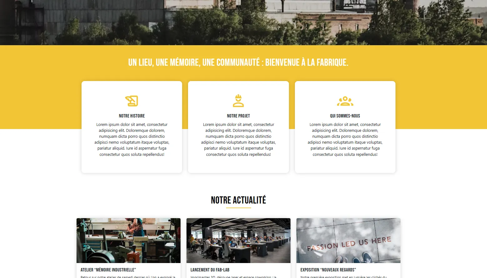 Page d'accueil du nouveau site