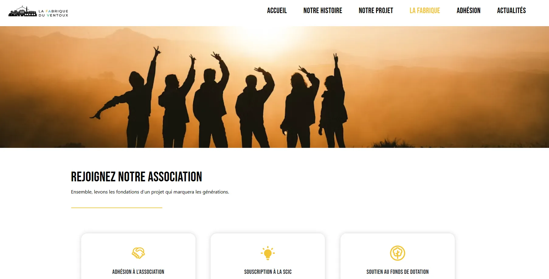 Page d'adhésion du nouveau site