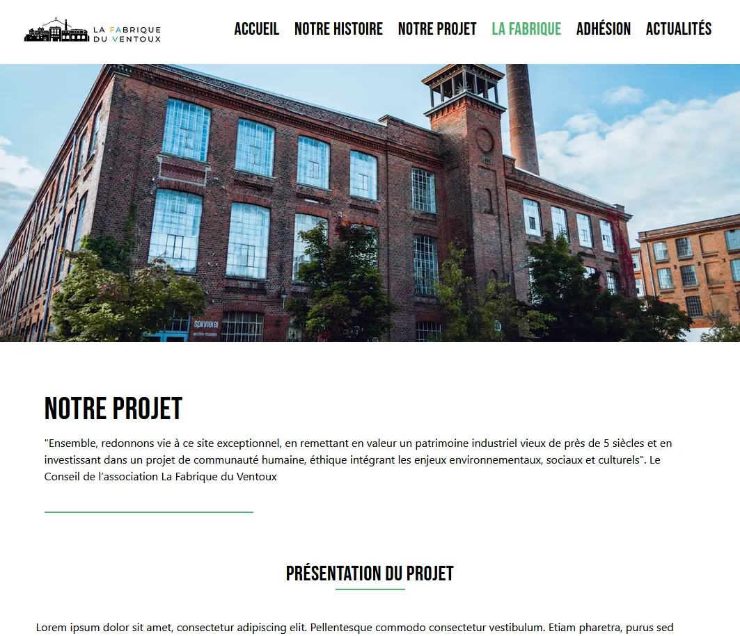 Page projets du nouveau site