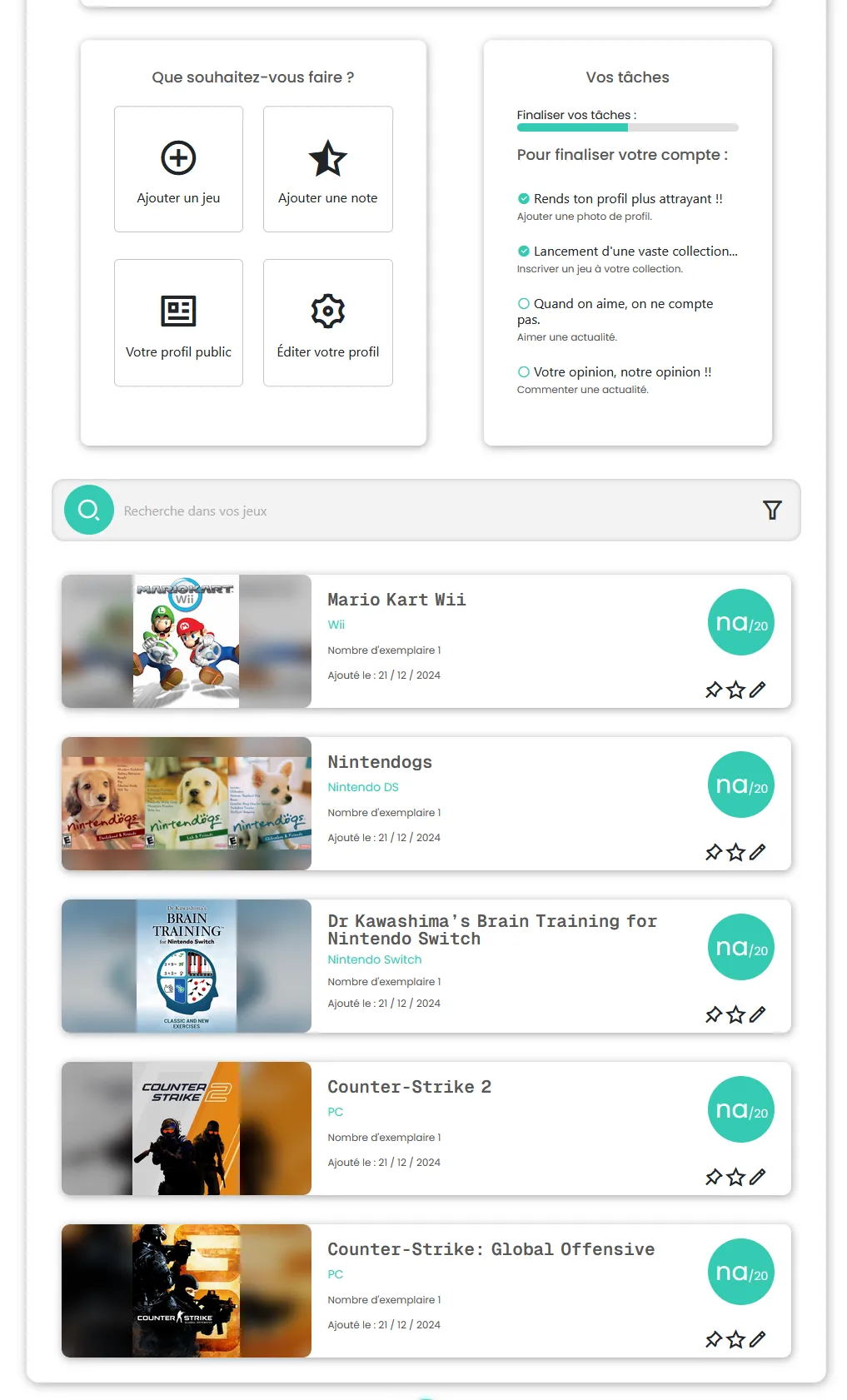 Page profile du site