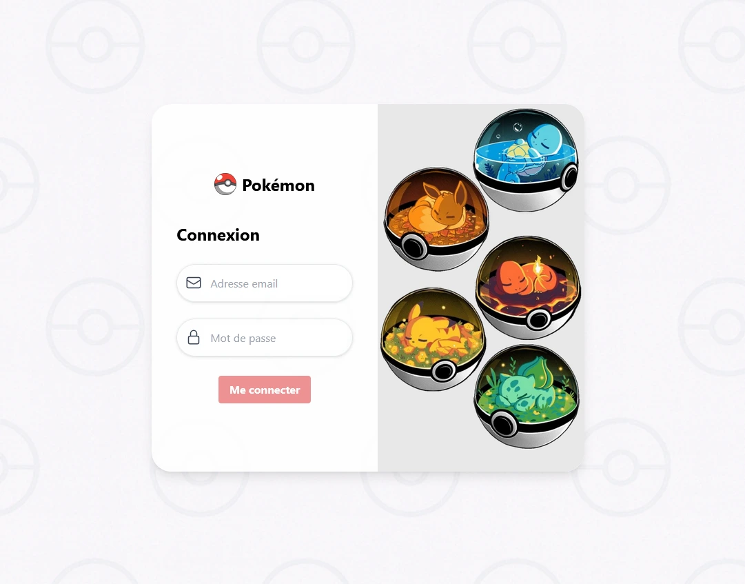 Page de connexion du pokedex