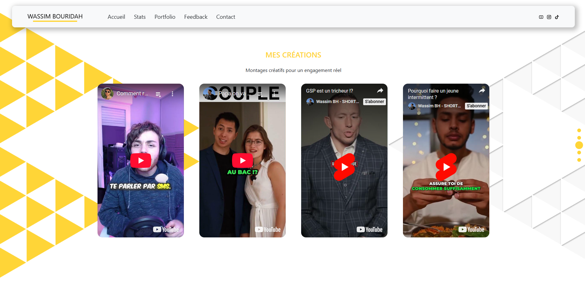 Deuxième partie de la page d'accueil du site
